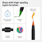 ARTISTRO 12 Watercolor Markers with Flexible Paint Brush Pens for Pros & Beginners - Consistent, Smooth, Bright, Washable, Non-Toxic, Ideal for Coloring, Calligraphy, & Manga