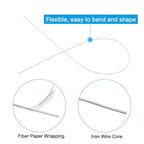 PATIKIL 18 Gauge 16" Floral Stem Wire, 100 Pcs Paper Wrapped Iron Artificial Flower Stem Accessories for DIY Bouquet Stem and Craft Decoration, White