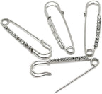 HOUSWEETY 10 Pcs Safety Pins Encrusted with White Rhinestone 6.5x1.8 cm - Personalized Design - Charm for Fashion