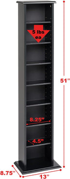 Prepac Narrow Cabinet Media Storage, 13" Wide, Black