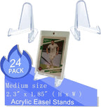 24 Packs Thickened edition (2.3 Inch) Acrylic Card stands, Card Holder Display Stand,Coin Display stand, for Display Magnetic Card Holder,Challenge Medals, Baseball Cards, Sports Cards, Trading Cards