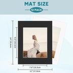 ZBEIVAN 12 Packs White and Black Colors 11x14 Picture Frame Mats for 8x10 Photos, Artworks and Prints, White Core Bevel Cut Frame Mattes