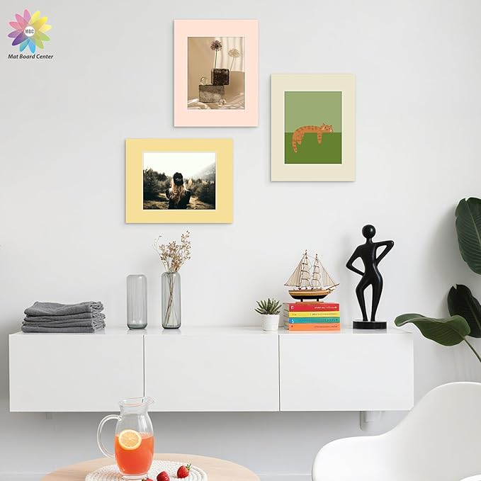 Mat Board Center, Pack of 50, 11x14 for 8x10 Mixed Color Mats - Acid Free, 4-ply Thickness, White Core - for Pictures, Photos, Framing