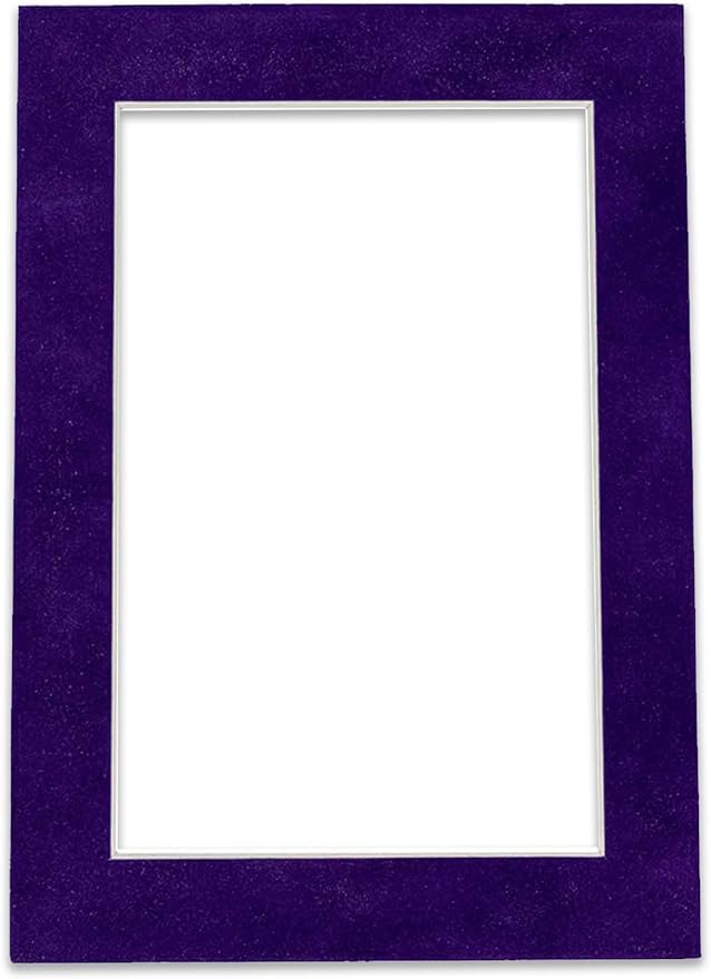 8x10 Mat Bevel Cut for 5.5x8.5 Photos - Acid Free Purple Crocus Suede Precut Matboard With Backing Board and Crystal Clear, Self Seal Photo Mat Bag - For Pictures, Photos, Framing - 4-ply Thickness