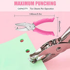 2 PCS Hole Punch, Diameter 1/4" and 1/8" Single Hole Punch, with Pink Soft Grip Hole Puncher Single, for Home, Office and Study, Suitable for Various Cardboard, Labels, and Scrapbooks