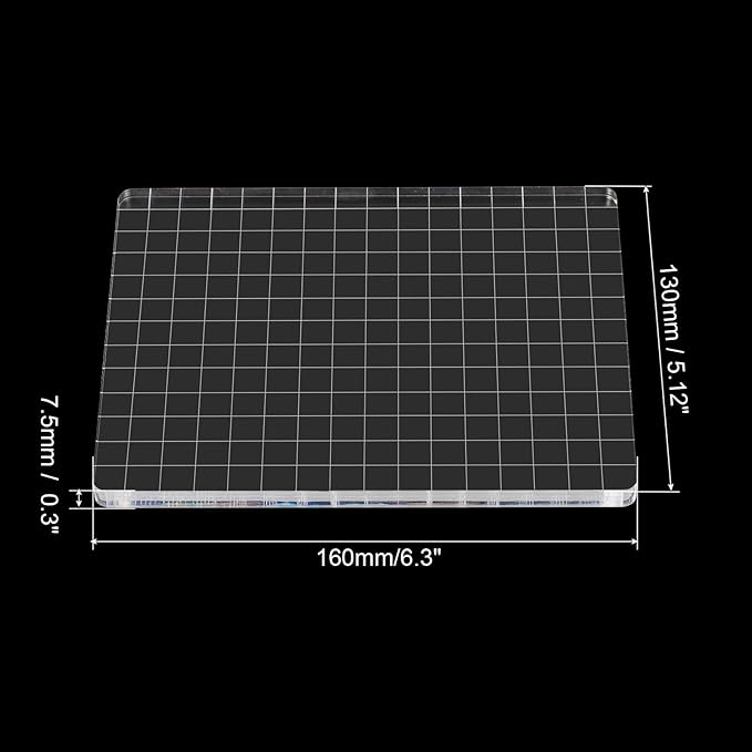 PATIKIL 6" x 5" Acrylic Stamp Block, Clear Stamping Block with Grid Lines Decorative Mounting Blocks Square for Scrapbooking DIY Crafts Card Making