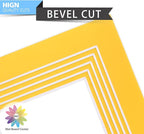 Mat Board Center, Pack of 10, 5x7 for 4x6 Deep Yellow Color Mats - Bevel Cut, Acid Free, 4-ply Thickness, White Core - for Pictures, Photos, Framing