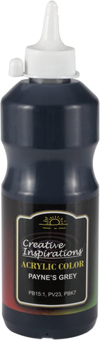 Creative Inspirations Acrylic Paint - Payne'S Grey - 500 mL Bottle - Smooth & Creamy Consistency, Vibrant Pigmentation, Great Coverage for Artists - Clean Up with Soap & Water