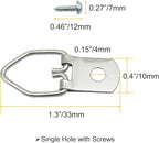 100 Pack Small D-Ring Steel Picture Hangers with Screws Picture Frames Picture Hang Solutions, for Hanging Clock Paintings Artwork Picture Frame Hook Photos