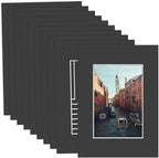 MBC Mat Board Center, 10 Pack 5x7 for 3.5x5 Black Picture Mats Frame Mattes, Bevel Cut, Acid Free, 4-ply Thickness