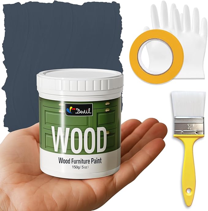 DWIL Matte Finish Furniture Paint - 5 Oz Wood Paint for Cabinets, Doors, Tables, and Dressers Refinishing - Water-Based, Non-Toxic & Odorless, Easy to Apply(Bronze blue)-Trial Pack