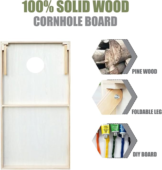 4×2FT Cornhole Board Set,Wooden Corn Hole Games for Adults Bean Bag Toss Game Set, with Corn Hole Bags Set 8,2 Cornhole Boards and a Carrying Case for Wedding/Party/Outdoor/Hiking/Yard