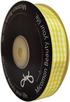 Yellow Gingham Plaid Checked Ribbon 25 Yards Each Roll 100% Polyester (5/8",Yellow)