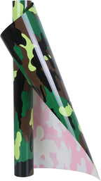 TORC Army Green Camouflage Heat Transfer Vinyl 12 inch x 5 ft, Camo HTV Vinyl Iron on Transfer for T-Shirts
