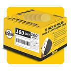 100PCS 5 Inch 100 Grit 125mm 8 Hole Sanding Discs Sandpaper - Premium Gold Round Hook and Loop for Random Orbital Sander - Ideal for Wood, Metal, Automotive