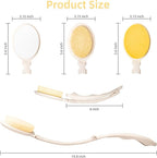LFJ 19" Long Handle Shower Sponge Brush Set, 3 in 1 Body Brush, Bath Sponge and Lotion Applicator Improved Skin Health, Suitable for Men and Women (White Brush-2P)