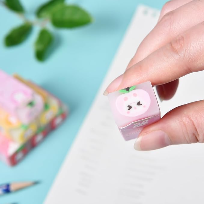 18 Pack Fruit Rabbit Jelly Erasers for Kids, Kawaii School Supplies Prize Gifts Party Favors