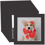 MBC Mat Board Center, 10 Pack 10x10 for 8x8 Black Picture Mats Frame Mattes, Bevel Cut, Acid Free, 4-ply Thickness