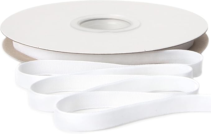 Ribbli Polyester White Velvet Ribbon,3/8 Inches Continuous10-Yard Spool,Christmas Ribbon for Gift Wrapping,Floral Bouquets, Home Decor