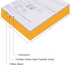 JANDJPACKAGING Heat Transfer Vinyl HTV for T-Shirts 12" x10” - Easy to Weed Iron on Vinyl Compatible with Cricut Cutting Machine & Silhouette Cameo 10Pack Dark Yellow