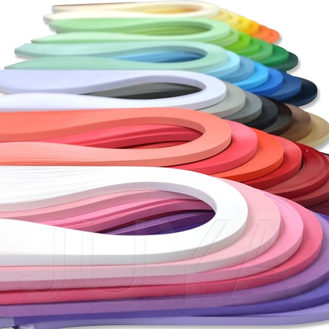 JUYA Single Color Paper Quilling Strips Set 42 Colors 100 Strips per Pack 2/3/5/7/10 mm Width Available 42 colors, width 3 mm (0.12 in)