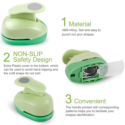 UCEC Circle Hole Punch, Paper Punches for Crafting, 3/8+5/8+1 Inch Circle Punches, Heart Hole Punch, Shape Puncher Cutter for Paper Crafts Scrapbooking, 6Pcs