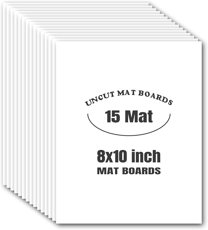 AUEAR, 15 Pack 8x10 Uncut Matte Boards White Photo Mat Board Great for Picture Framing, Print, Artwork
