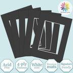 MBC MAT BOARD CENTER, 5 Pack 5x7 for 3.5x5 Black Picture Mats Frame Mattes, Bevel Cut, Acid Free, 4-ply Thickness