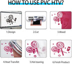 guangyintong Rose Red Heat Transfer Vinyl HTV Rolls, 12" x 8ft Rose Red Iron on Vinyl for T-Shirts Glossy Surface Rose Red HTV Vinyl for All Cutter Machines Easy to Cut & Weed for Heat Vinyl Design