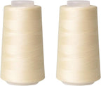 Sewing Thread Cone Set, 2 Pack Serger Thread, 3000 Yards Each, All Purpose Thread for Sewing, Quilting, Machines, Overlock, Merrow & Hand Embroidery (Beige*2)