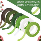 6 Rolls Floral Tape, 1/2" by 180 Yard Green Flower Tape, Flower Tape for Bouquet Stem Wrap Floral Arranging Craft Projects Corsages, Wedding Bouquet