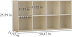 Wood 8-Compartment Storage Cabinet 8-Cube Storage Cabinet Organizer Wooden Cubby Bookshelf White 2 tier Open Cabinet Qquare Cubby Shelf for Home Office Living Room (8-Cube, 11 in Shelf Opening)