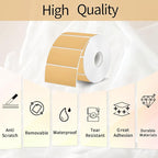 2x1 Inch BrownThermal Labels, Waterproof Brown Thermal Printer Stickers, Self-Adhesive Shipping Label Printer Sticker for Barcode, Name, Address, 300 Labels/Roll Perforated Lines