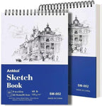 9" x 12" Sketch Book Set, Drawing Paper Pad (68lb/100gsm), 2-Pack Top Spiral Bound Sketch Pad, Double-Sided Hardcover Sketchbook, Art Notebooks Drawing for Kids, Beginners and Artists,100 Sheets Each.
