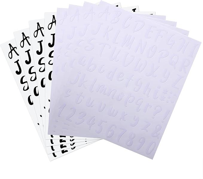 Outus 576 Pieces 8 Sheets Letters Stickers Self Adhesive Vinyl Letter Alphabet Number Stickers Mailbox Numbers Sticker, Decals for Classroom Decor, Sign, Door(Black, White,1 Inch)