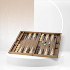 GSE Games & Sports Expert Premium Wooden Folding Inlay Backgammon Board Set, Classic Traditional Strategy Board Games (Double Stripe- 17 Inches)