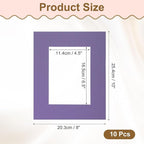 uxcell 10Pcs Picture Mats, 8 x 10 Mat Board Center for 5 x 7 Pictures Acid Free White Core Bevel Cut Frame Mattes for Display Art Measuring, Purple