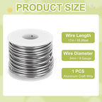 MECCANIXITY 9 Gauge Anodized Aluminum Craft Wire Bendable Bonsai Training Wire 56 Feet 3mm for Sculpting Crafts Wreath Floral Beading Jewelry Making, Silver Tone