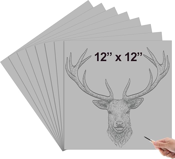 Yeaqee 12 Pcs 12 x 12 Inch Linoleum Block Rubber Carving Block Soft Linocut Blocks Large Linoleum Sheet Unmounted Lino Plates for Engraving Art Project Printmaking Artist Studio Supplies, Gray