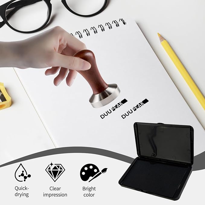 Large Ink Pad for Stamps, 6.14"×3.38" Stamp Pad, Ink Pad for Office, Notarization, and Rubber Stamps (Black