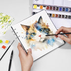 Lightwish Square Watercolor Journal,100% Cotton,300gsm/140lb,Acid-Free,20 Sheets Cold Press Watecolor Paper Sketchbook for Artists Adults Students,7.68 * 7.68 Inches