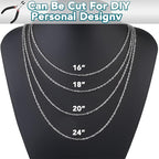 Jishi 33ft Silver Stainless Steel Chain 2mm Jewelry Necklace Link Cable Chain for Jewelry Making Bracelets Earring Craft Supplies DIY Findings - Metal Rolo Link Chain Roll w/Lobster Clasps, Jump Rings