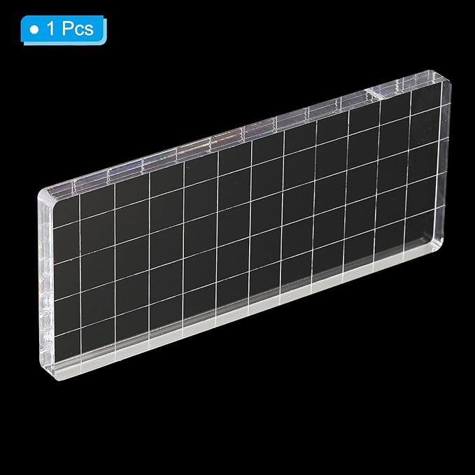 PATIKIL 5" x 2" Acrylic Stamp Block, Clear Stamping Block with Grid Lines Decorative Mounting Blocks Square for Scrapbooking DIY Crafts Card Making