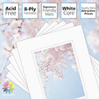 Mat Board Center, Double Mat - Acid Free, 8-ply Thickness, White Core - for Pictures, Photos, Framing (Off White Over Off White, 8x10 for 5x7, Pack of 5)