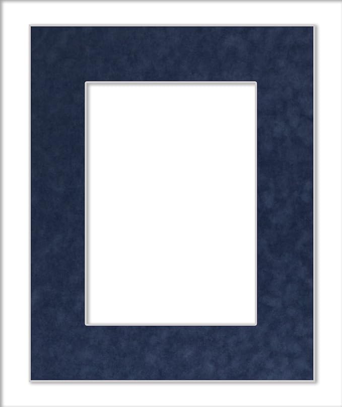 8.5x11 Mat Bevel Cut for 7x9 Photos - Acid Free Navy Suede Precut Matboard - For Pictures, Photos, Framing - 4-ply Thickness