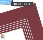 Mat Board Center, Pack of 10, 8x10 for 5x7 Maroon Color Mats - Bevel Cut, Acid Free, 4-ply Thickness, White Core - for Pictures, Photos, Framing