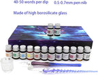 AXEARTE Glass Dip Calligraphy Pen Set, 18-Pieces 14 Color Inks, Pen Holder, Cleaning Cup, 2 Crystal Glass Pens for Art, Writing, Drawing, Signatures, Gift for Kids and Artist