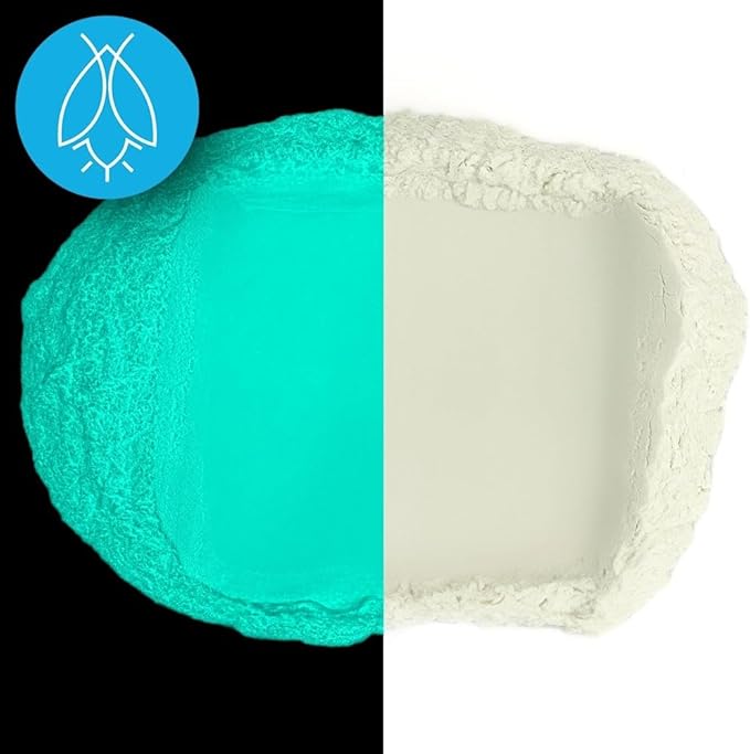 Glow in The Dark Pigment Powder - Neutral and Fluorescent Color for Art Painting, Fine Art, Nail Art Paint, and DIY Crafts - Long Lasting 10+ Color Options - Neutral Aqua - (1 Ounce/30 Grams)