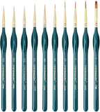 Transon 10pcs Fine Detail Miniature Art Painting Brush Set for Acrylic Watercolor Craft Rock Face Painting Green