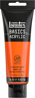 Liquitex BASICS Acrylic Paint, 118ml (4-oz) Tube, Fluorescent Orange